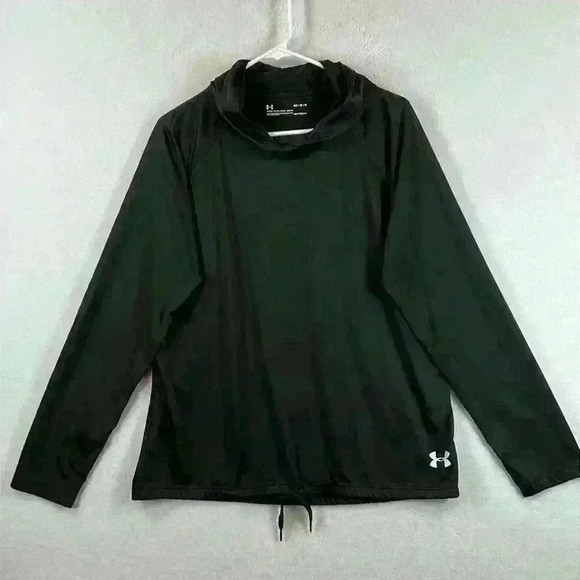Under Armour Hoodie Top Women’s Medium Black Drawstring Bottom - Picture 1 of 7